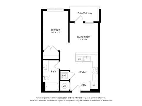 studio 1 bath S1 Floor Plan at Exchange at Rock Hill, Rock HIll, SC, 29730